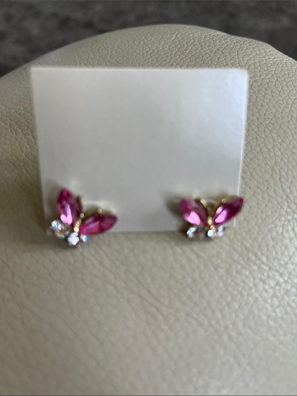 Pink Crystal Butterfly Stud Earrings - Women's Jewelry